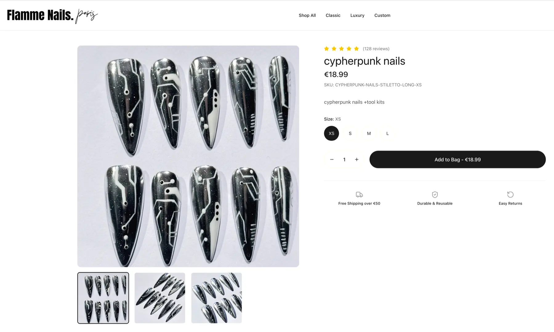 Flamme Nails Paris — E-shop indépendant pour une marque parisienne de press-on nails