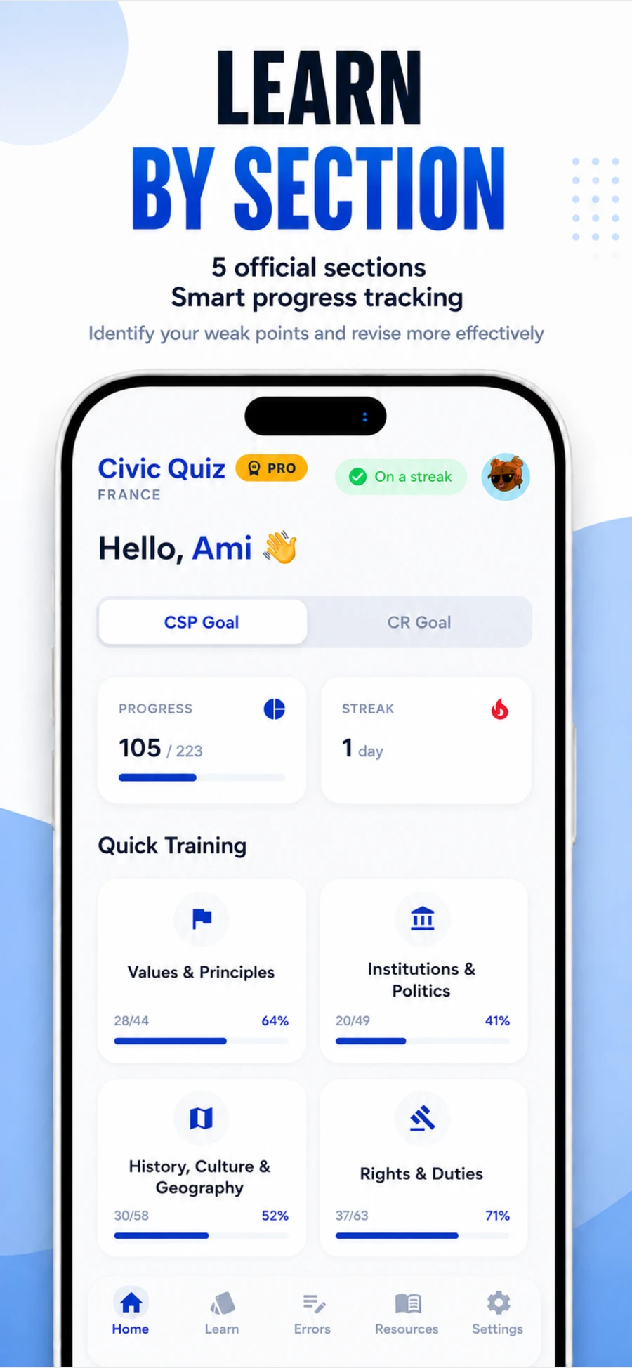 Civic Quiz France — écran 2